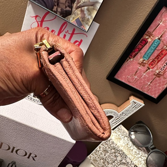 Miu Miu Pink Leather Studded Bow Crystal Embellished Zip Around Wallet - Picture 12 of 15